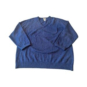LL BEAN‎ Pullover Sweater Men's XXL Tall Blue 100% Lambswool V-neck 90s 0 QY79
